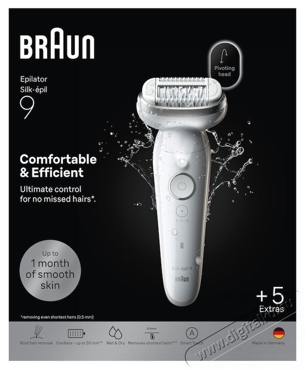 BRAUN Silk-&eacute;pil 9 9-030 3D Flex 360  epil&aacute;tor, Wet Dry, Smart Touch, 40 csipesz, 2 sebess&eacute;gfokozat, Borotvafej + Trimmelőf&eacute;sű, Utaz&oacute;tok, Feh&eacute;r/Ez&uuml;st Sz&eacute;ps&eacute;g&aacute;pol&aacute;s / Eg&eacute;szs&eacute;g - Szőrtelen&iacute;tő / borotva - Tart&oacute;s szőrtelen&iacute;tő - 533097