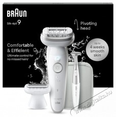 BRAUN Silk-&eacute;pil 9 9-241 WetDry epil&aacute;tor+kieg&eacute;sz&iacute;tők, Borotvafej + F&eacute;sű, 1 bőrrel &eacute;rintkező burkolat, Utaz&oacute;t&aacute;ska, Feh&eacute;r-Sz&uuml;rke Sz&eacute;ps&eacute;g&aacute;pol&aacute;s / Eg&eacute;szs&eacute;g - Szőrtelen&iacute;tő / borotva - Női szőrtelen&iacute;tő - 533095