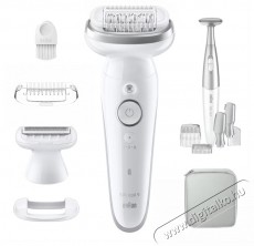 BRAUN Silk-&eacute;pil 9 9-241 WetDry epil&aacute;tor+kieg&eacute;sz&iacute;tők, Borotvafej + F&eacute;sű, 1 bőrrel &eacute;rintkező burkolat, Utaz&oacute;t&aacute;ska, Feh&eacute;r-Sz&uuml;rke Sz&eacute;ps&eacute;g&aacute;pol&aacute;s / Eg&eacute;szs&eacute;g - Szőrtelen&iacute;tő / borotva - Női szőrtelen&iacute;tő - 533095