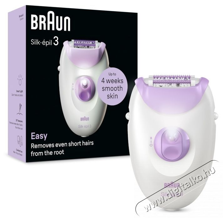 BRAUN Silk&middot;&eacute;pil 3, Vezet&eacute;kes Epil&aacute;tor Szőrtelen&iacute;t&eacute;shez, Hetekig Tart&oacute; Sima Bőr, 3-000 Sz&eacute;ps&eacute;g&aacute;pol&aacute;s / Eg&eacute;szs&eacute;g - Szőrtelen&iacute;tő / borotva - Női szőrtelen&iacute;tő - 533094