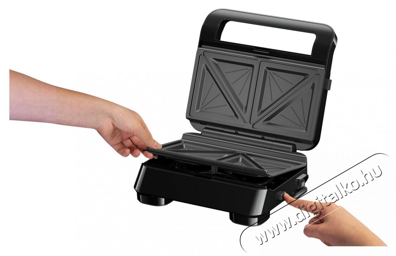 BRAUN Szendvicss&uuml;tő, 800W, kivehető t&aacute;ny&eacute;r, pr&eacute;mium tapad&aacute;smentes bevonat, fekete Konyhai term&eacute;kek - Konyhai kisg&eacute;p (s&uuml;t&eacute;s / főz&eacute;s / hűt&eacute;s / &eacute;telk&eacute;sz&iacute;t&eacute;s) - Melegszendvics / gofri s&uuml;tő - 533106