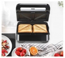 BRAUN Szendvicss&uuml;tő, 800W, kivehető t&aacute;ny&eacute;r, pr&eacute;mium tapad&aacute;smentes bevonat, fekete Konyhai term&eacute;kek - Konyhai kisg&eacute;p (s&uuml;t&eacute;s / főz&eacute;s / hűt&eacute;s / &eacute;telk&eacute;sz&iacute;t&eacute;s) - Melegszendvics / gofri s&uuml;tő - 533106