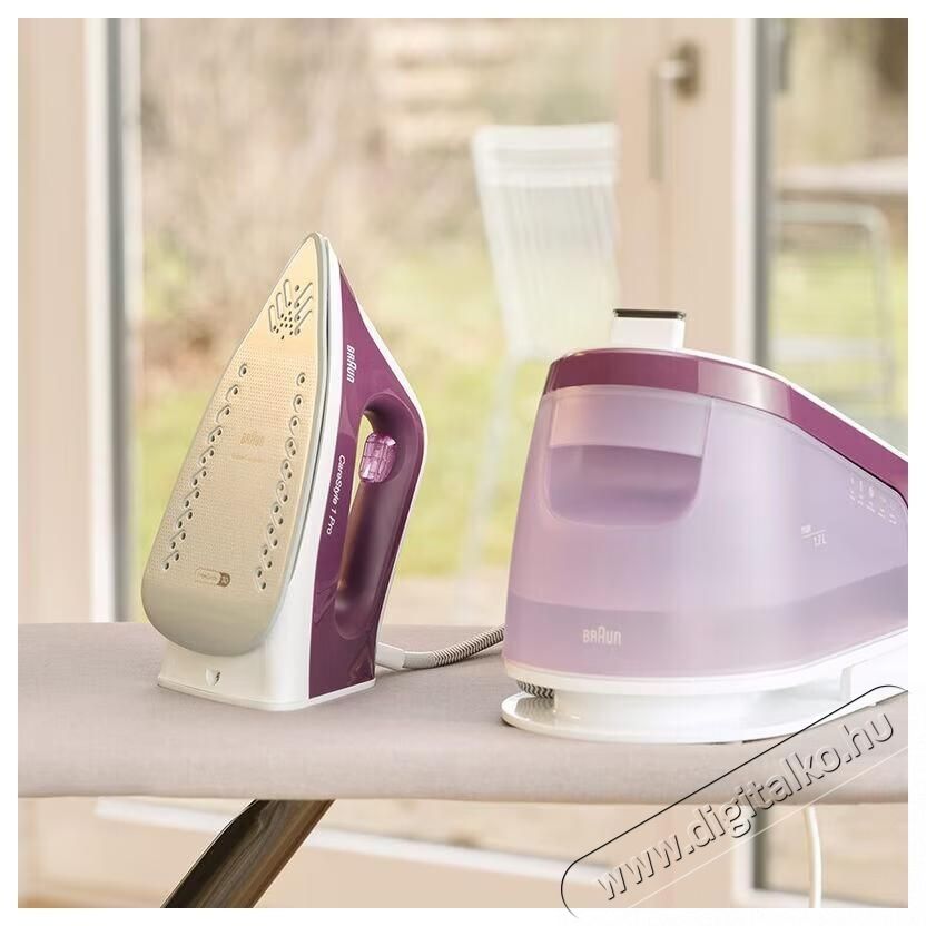 BRAUN CareStyle 1 Pro IS1514VI vasal&oacute;&aacute;llom&aacute;s, 2200W, 6bar, Ker&aacute;mia talp, 1.7l tart&aacute;ly, 400 g/min gőzl&ouml;ket, Feh&eacute;r/Lila H&aacute;ztart&aacute;s / Otthon / K&uuml;lt&eacute;r - Vasal&oacute; - Vasal&oacute; - 533126
