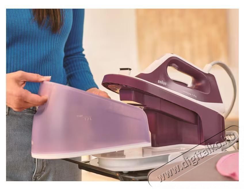 BRAUN CareStyle 1 Pro IS1514VI vasal&oacute;&aacute;llom&aacute;s, 2200W, 6bar, Ker&aacute;mia talp, 1.7l tart&aacute;ly, 400 g/min gőzl&ouml;ket, Feh&eacute;r/Lila H&aacute;ztart&aacute;s / Otthon / K&uuml;lt&eacute;r - Vasal&oacute; - Vasal&oacute; - 533126