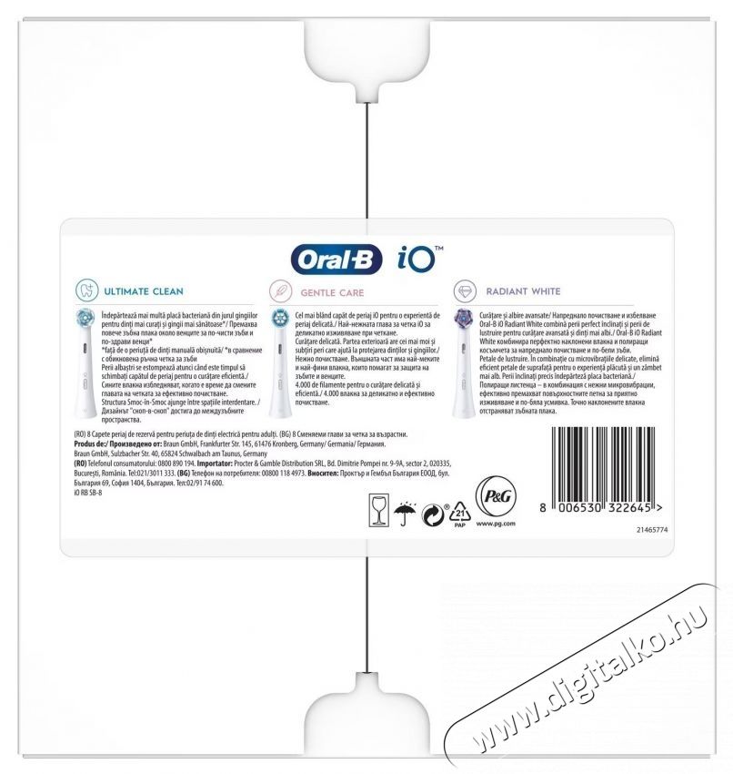 BRAUN Oral-B iO fogkefefej Gentle Care Black 8db Sz&eacute;ps&eacute;g&aacute;pol&aacute;s / Eg&eacute;szs&eacute;g - Sz&aacute;j / fog &aacute;pol&aacute;s - Kieg&eacute;sz&iacute;tő - 535894