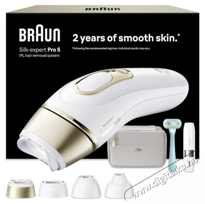 BRAUN Silk-expert PRO 5 PL5412 IPL epil&aacute;tor, Automatikus &eacute;s folyamatos &eacute;rz&eacute;kelő Skin Pro 2.0, Feh&eacute;r/Arany Sz&eacute;ps&eacute;g&aacute;pol&aacute;s / Eg&eacute;szs&eacute;g - Szőrtelen&iacute;tő / borotva - Tart&oacute;s szőrtelen&iacute;tő - 536271