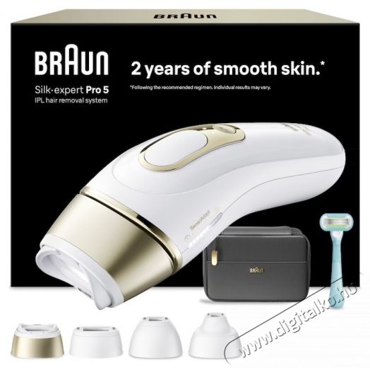 BRAUN Silk-expert PRO 5 PL5431 IPL epil&aacute;tor, Automatikus &eacute;s folyamatos, Feh&eacute;r/Arany Sz&eacute;ps&eacute;g&aacute;pol&aacute;s / Eg&eacute;szs&eacute;g - Szőrtelen&iacute;tő / borotva - Tart&oacute;s szőrtelen&iacute;tő - 536270