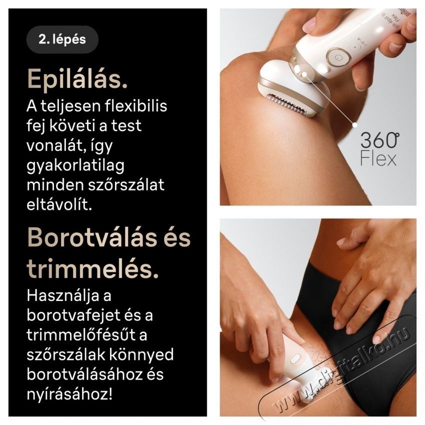 BRAUN Silk-&eacute;pil 9 Flex SkinSpa 9-481 3D Epil&aacute;tor Sz&eacute;ps&eacute;g&aacute;pol&aacute;s / Eg&eacute;szs&eacute;g - Szőrtelen&iacute;tő / borotva - Női szőrtelen&iacute;tő - 540826