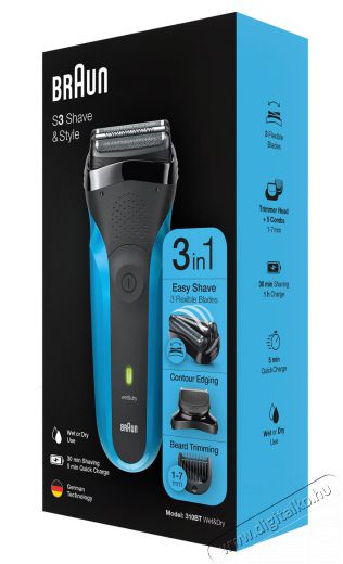 BRAUN 310BT WD borotva - kék és fekete Szépségápolás / Egészség - Szőrtelenítő / borotva - Férfi borotva - 361659