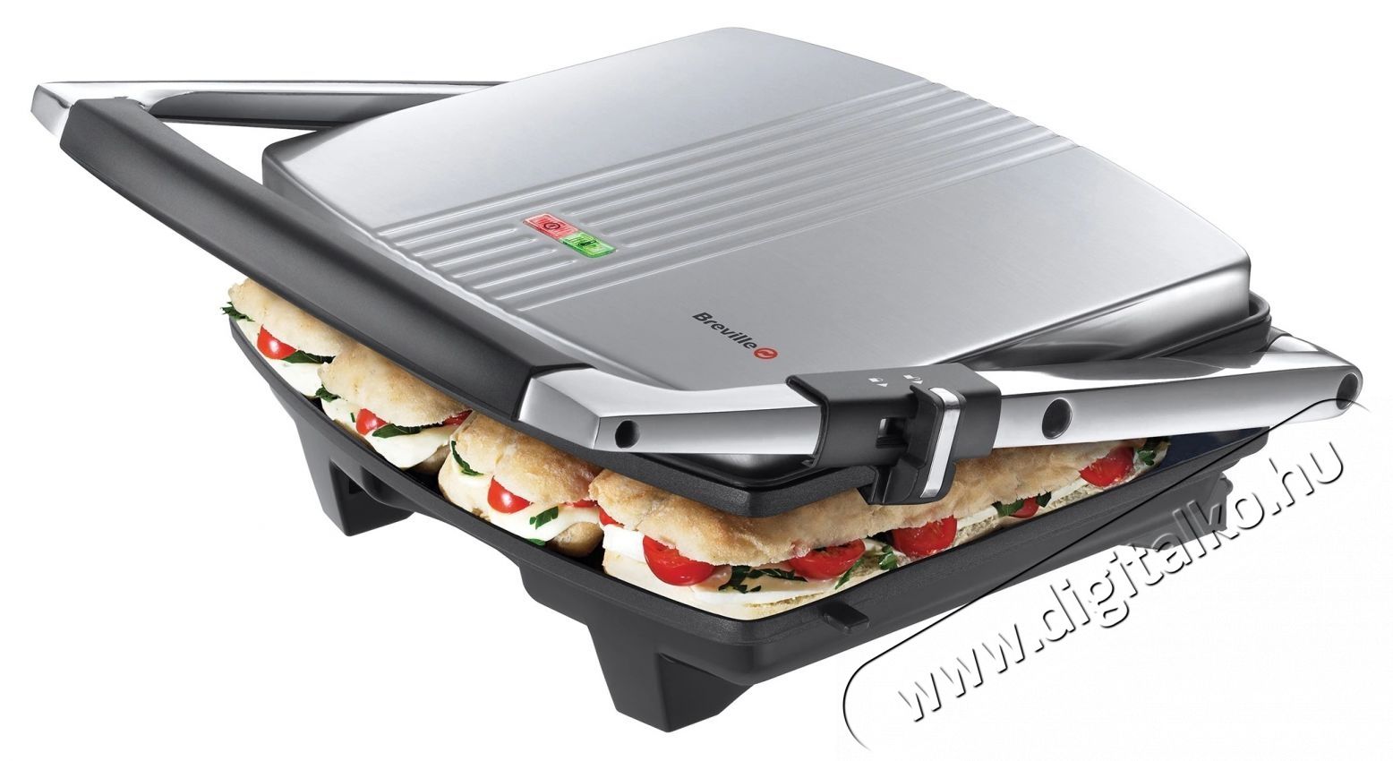 Breville Panini Large VST026X-01 Szendvicss&uuml;tő, Fekete/Rozsdamentes ac&eacute;l Konyhai term&eacute;kek - Konyhai kisg&eacute;p (s&uuml;t&eacute;s / főz&eacute;s / hűt&eacute;s / &eacute;telk&eacute;sz&iacute;t&eacute;s) - Melegszendvics / gofri s&uuml;tő - 533140