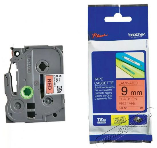 Brother TZe-421 9mmx8m piros/fekete laminált szalag Háztartás / Otthon / Kültér - Egyéb háztartási termék - 387032