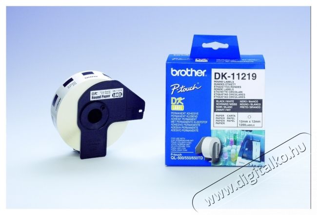 Brother Etikett c&iacute;mke DK-11219, K&ouml;r alak&uacute; pap&iacute;r c&iacute;mke 12mm, Előv&aacute;gott (stancolt), Feh&eacute;r alapon fekete, 1200 db Egy&eacute;b - Nem forgalmazzuk ! - 482421