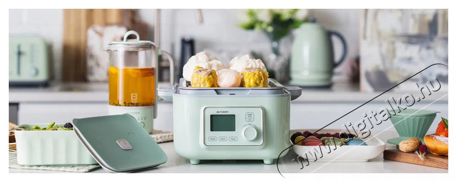 Buydeem G564 z&ouml;ld Konyhai term&eacute;kek - Konyhai kisg&eacute;p (s&uuml;t&eacute;s / főz&eacute;s / hűt&eacute;s / &eacute;telk&eacute;sz&iacute;t&eacute;s) - L&eacute;gkever&eacute;ses főzőg&eacute;p / elektromos kukta / multifunkci&oacute;s s&uuml;tő - 530698