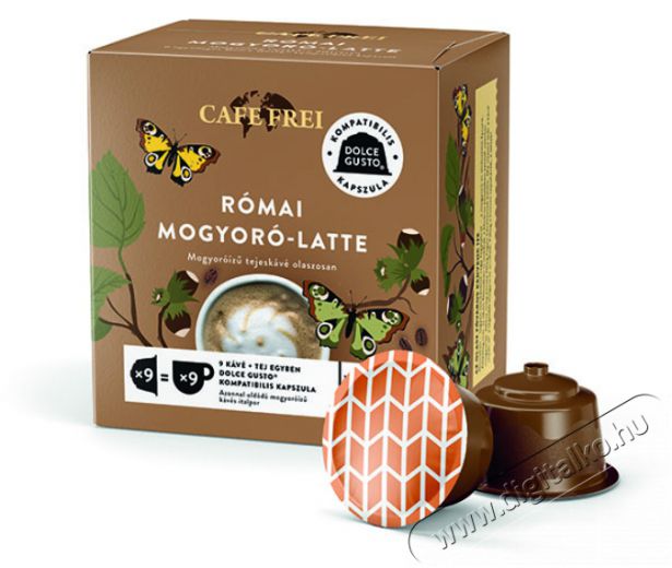 Cafe Frei Római mogyoró latte dolce gusto kompatibilis 9 db kávékapszula Konyhai termékek - Kávéfőző / kávéörlő / kiegészítő - Kávé kapszula / pod / szemes / őrölt kávé - 463041