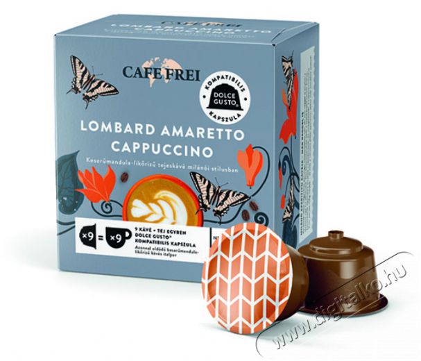 Cafe Frei Lombard amaretto-cappuccino dolce gusto kompatibilis 9 db kávékapszula Konyhai termékek - Kávéfőző / kávéörlő / kiegészítő - Kávé kapszula / pod / szemes / őrölt kávé - 463043