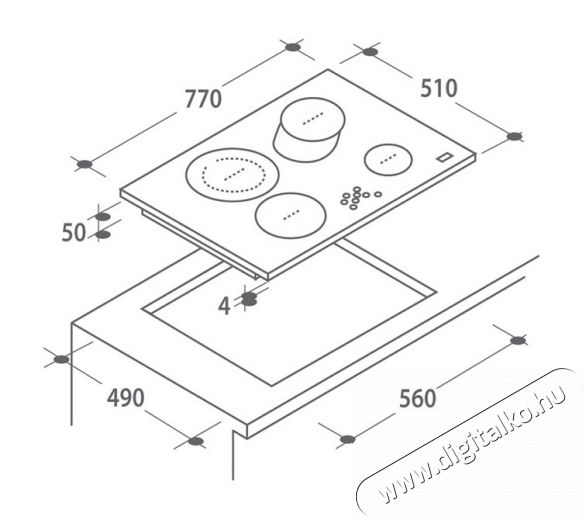 Candy CH742B elektromos főzőlap Konyhai termékek - Sütő-főzőlap, tűzhely (beépíthető) - Elektromos főzőlap (beépíthető) - 319652