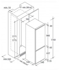 Candy CKBC 3180 EE/1 hűtőszekrény Konyhai termékek - Hűtő, fagyasztó (beépíthető) - Alulfagyasztós kombinált hűtő - 309092