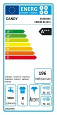 Candy CBWM 814D-S beépíthető elöltöltős mosógép Háztartás / Otthon / Kültér - Mosógép / szárítógép - Elöltöltős mosógép (beépíthető) - 331909