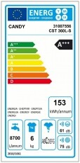 Candy CST 360L-S felültöltős mosógép Háztartás / Otthon / Kültér - Mosógép / szárítógép - Felültöltős mosógép - 318239