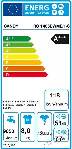 Candy RO 1486DWME/1-S el&ouml;lt&ouml;ltős mos&oacute;g&eacute;p H&aacute;ztart&aacute;s / Otthon / K&uuml;lt&eacute;r - Mos&oacute;g&eacute;p / sz&aacute;r&iacute;t&oacute;g&eacute;p - El&ouml;lt&ouml;ltős norm&aacute;l (60cm-ig) mos&oacute;g&eacute;p - 367308