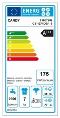 Candy CS 1271D3/1-S SMART mosógép Háztartás / Otthon / Kültér - Mosógép / szárítógép - Elöltöltős normál (60cm-ig) mosógép - 310444