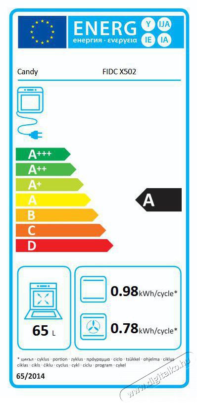 Candy FIDC X502 Be&eacute;p&iacute;thető elektromos s&uuml;tő Konyhai term&eacute;kek - S&uuml;tő-főzőlap, tűzhely (be&eacute;p&iacute;thető) - S&uuml;tő (be&eacute;p&iacute;thető) - 397909