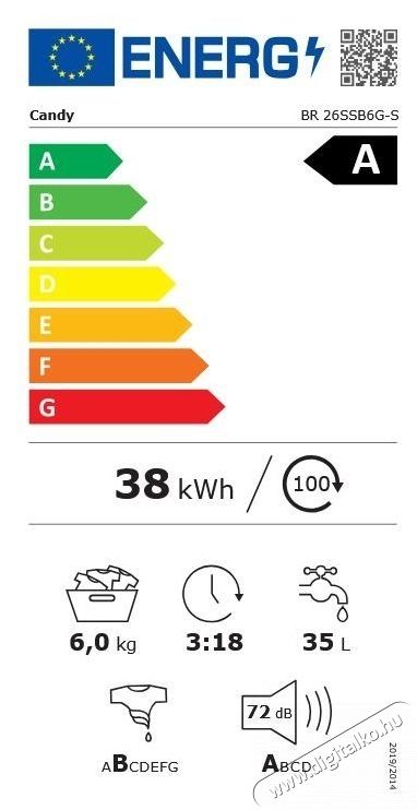Candy BR 26SSB6G-S el&ouml;lt&ouml;ltős mos&oacute;g&eacute;p H&aacute;ztart&aacute;s / Otthon / K&uuml;lt&eacute;r - Mos&oacute;g&eacute;p / sz&aacute;r&iacute;t&oacute;g&eacute;p - El&ouml;lt&ouml;ltős mos&oacute;g&eacute;p (be&eacute;p&iacute;thető) - 531600
