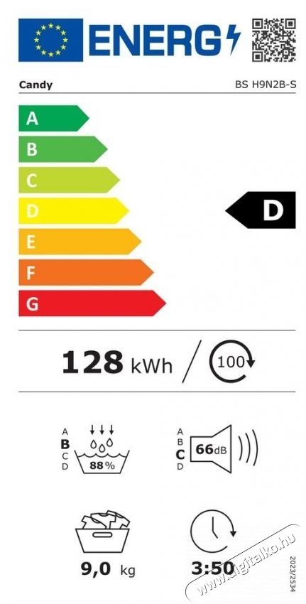 Candy BS H9N2B-S sz&aacute;r&iacute;t&oacute;g&eacute;p, 9 kg, hőszivatty&uacute;s H&aacute;ztart&aacute;s / Otthon / K&uuml;lt&eacute;r - Mos&oacute;g&eacute;p / sz&aacute;r&iacute;t&oacute;g&eacute;p - Sz&aacute;r&iacute;t&oacute;g&eacute;p - 530990