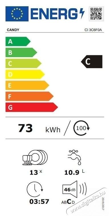 Candy Rapido CI 3C6F0A be&eacute;p&iacute;thető mosogat&oacute;g&eacute;p Konyhai term&eacute;kek - Mosogat&oacute;g&eacute;p - Norm&aacute;l (60cm) be&eacute;p&iacute;thető mosogat&oacute;g&eacute;p - 535087