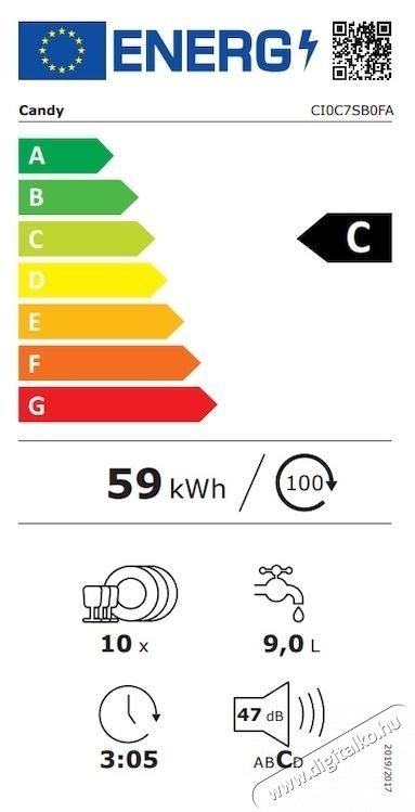 Candy Rapido CI0C7SB0FA be&eacute;p&iacute;tett mosogat&oacute;g&eacute;p Konyhai term&eacute;kek - Mosogat&oacute;g&eacute;p - Keskeny (45cm-ig) be&eacute;p&iacute;thető mosogat&oacute;g&eacute;p - 535089