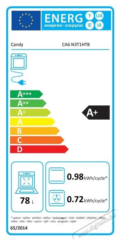 Candy Titanium CA6 N3T1HTB be&eacute;p&iacute;thető s&uuml;tő, Elektromos, 78l, Hidrolitikus tiszt&iacute;t&aacute;s, S&uuml;t&eacute;s: konvekci&oacute; + meleg levegő, 9 funkci&oacute;, A+ energiaoszt&aacute;ly, Fekete Konyhai term&eacute;kek - S&uuml;tő-főzőlap, tűzhely (be&eacute;p&iacute;thető) - S&uuml;tő (be&eacute;p&iacute;thető) - 537736
