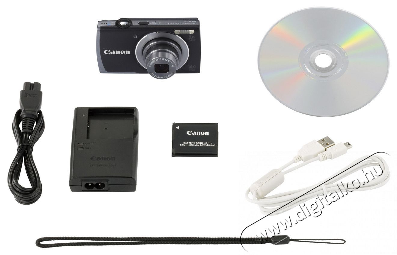 CANON PowerShot A3500 IS fekete F&eacute;nyk&eacute;pezőg&eacute;p / kamera - Kompakt f&eacute;nyk&eacute;pezőg&eacute;p - Norm&aacute;l tud&aacute;s&uacute; kompakt - 262854