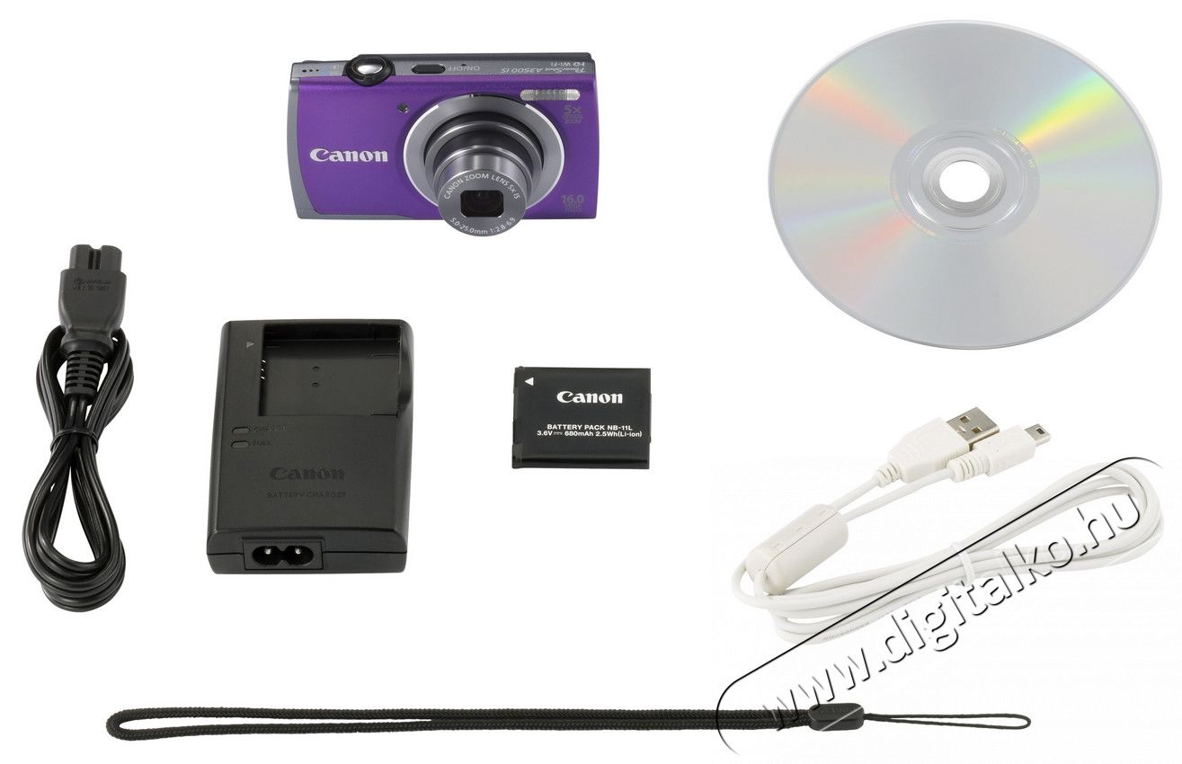 CANON PowerShot A3500 IS lila F&eacute;nyk&eacute;pezőg&eacute;p / kamera - Kompakt f&eacute;nyk&eacute;pezőg&eacute;p - Norm&aacute;l tud&aacute;s&uacute; kompakt - 262857
