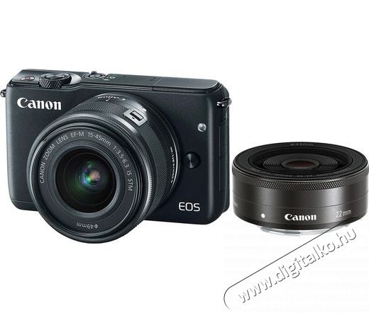 CANON EOS M100 + 15-45mm + 22mm Kit fekete F&eacute;nyk&eacute;pezőg&eacute;p / kamera - MILC cser&eacute;lhető objekt&iacute;ves kompakt f&eacute;nyk&eacute;pezőg&eacute;p - 340326