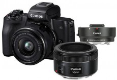 CANON EOS M50 EF-M 15-45mm EF 50mm f/1.8 adapter Kit fekete F&eacute;nyk&eacute;pezőg&eacute;p / kamera - Kompakt f&eacute;nyk&eacute;pezőg&eacute;p - F&eacute;lprofi tud&aacute;s&uacute; kompakt - 337746