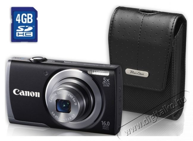 CANON PowerShot A3500 IS + DCC-520 + 4GB SDHC Szett - fekete F&eacute;nyk&eacute;pezőg&eacute;p / kamera - Kompakt f&eacute;nyk&eacute;pezőg&eacute;p - Norm&aacute;l tud&aacute;s&uacute; kompakt - 274190
