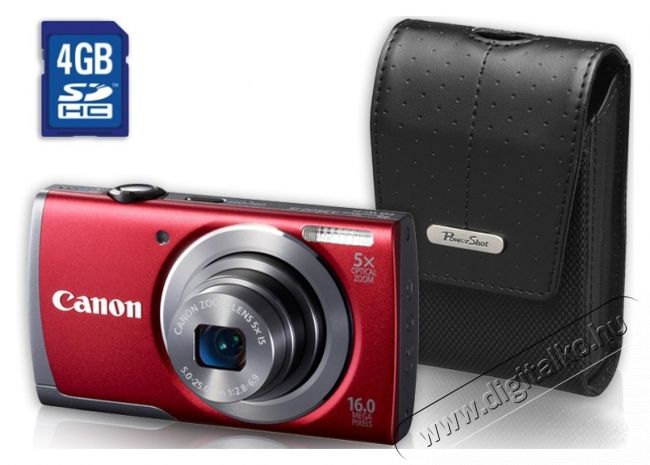 CANON PowerShot A3500 IS + DCC-520 + 4GB SDHC Szett - piros F&eacute;nyk&eacute;pezőg&eacute;p / kamera - Kompakt f&eacute;nyk&eacute;pezőg&eacute;p - Norm&aacute;l tud&aacute;s&uacute; kompakt - 274194