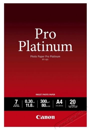 CANON PT-101 A4 20DB PRO PLATINUM PAPÍR - 300G Fotó-Videó kiegészítők - Kisméretű fotónyomtató - Fotópapír - 361047