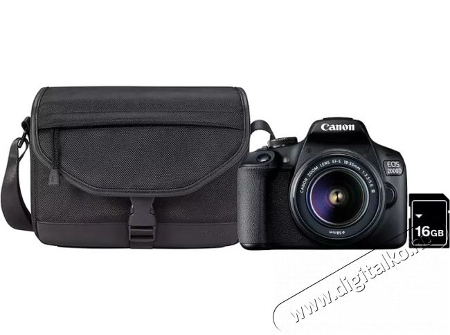 CANON EOS 2000D DSLR fényképezőgép + EF-S 18-55mm f/3.5-5.6 DC III + SB130 táska + 16GB SD kártya (2728C054) Fényképezőgép / kamera - DSLR tükörreflexes fényképezőgép - 374221