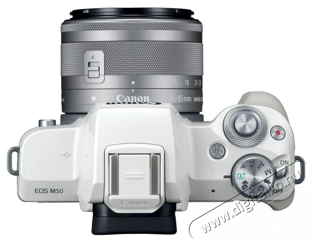 CANON EOS M50 + EF-M 15-45mm Kit feh&eacute;r F&eacute;nyk&eacute;pezőg&eacute;p / kamera - MILC cser&eacute;lhető objekt&iacute;ves kompakt f&eacute;nyk&eacute;pezőg&eacute;p - 337747