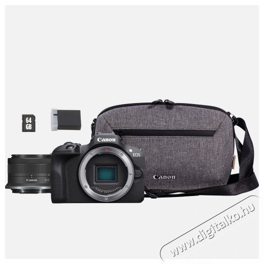 CANON EOS R100 MILC fényképezőgép+RF-S 18-45mm IS STM objektív+SB130 táska+64 GB SD kártya (6052C072AA) Fényképezőgép / kamera - MILC cserélhető objektíves kompakt fényképezőgép - 500790