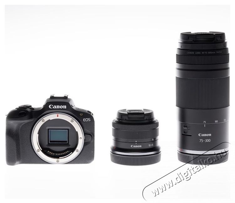CANON EOS R100 t&uuml;k&ouml;r n&eacute;lk&uuml;li f&eacute;nyk&eacute;pezőg&eacute;p, 24.1MP + RF-S 18-45mm f/4.5-6.3 objekt&iacute;v + RF 75-300mm f/4-5.6 objekt&iacute;v, Fekete (6052C121AC) F&eacute;nyk&eacute;pezőg&eacute;p / kamera - MILC cser&eacute;lhető objekt&iacute;ves kompakt f&eacute;nyk&eacute;pezőg&eacute;p - 534773