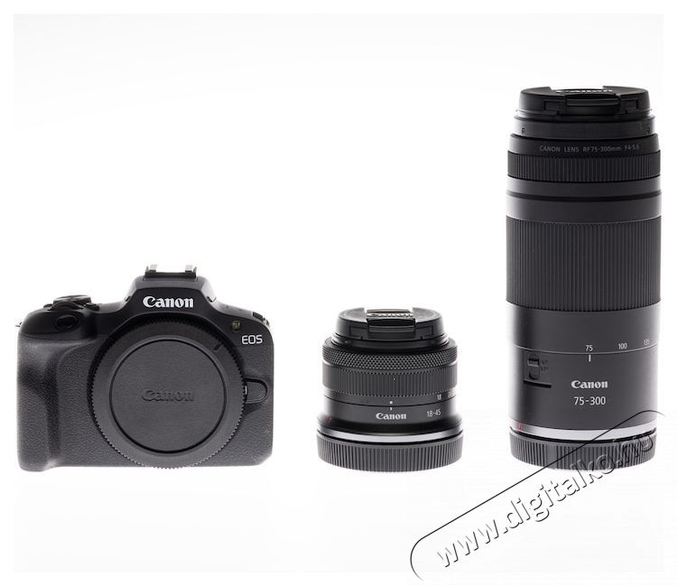 CANON EOS R100 t&uuml;k&ouml;r n&eacute;lk&uuml;li f&eacute;nyk&eacute;pezőg&eacute;p, 24.1MP + RF-S 18-45mm f/4.5-6.3 objekt&iacute;v + RF 75-300mm f/4-5.6 objekt&iacute;v, Fekete (6052C121AC) F&eacute;nyk&eacute;pezőg&eacute;p / kamera - MILC cser&eacute;lhető objekt&iacute;ves kompakt f&eacute;nyk&eacute;pezőg&eacute;p - 534773