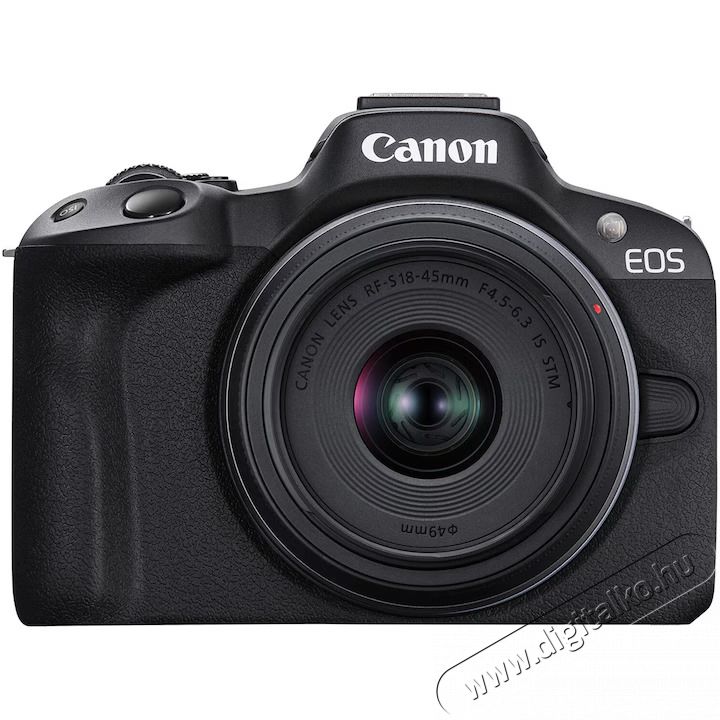 CANON EOS R50 t&uuml;k&ouml;r n&eacute;lk&uuml;li kamera, 24.2 MP, 4K + 18-45 mm objekt&iacute;v, Fekete (5811C033AA) F&eacute;nyk&eacute;pezőg&eacute;p / kamera - MILC cser&eacute;lhető objekt&iacute;ves kompakt f&eacute;nyk&eacute;pezőg&eacute;p - 534772