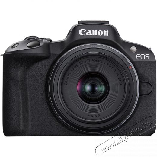 CANON EOS R50 t&uuml;k&ouml;r n&eacute;lk&uuml;li kamera, 24.2 MP, 4K + 18-45 mm objekt&iacute;v, Fekete (5811C033AA) F&eacute;nyk&eacute;pezőg&eacute;p / kamera - MILC cser&eacute;lhető objekt&iacute;ves kompakt f&eacute;nyk&eacute;pezőg&eacute;p - 534772