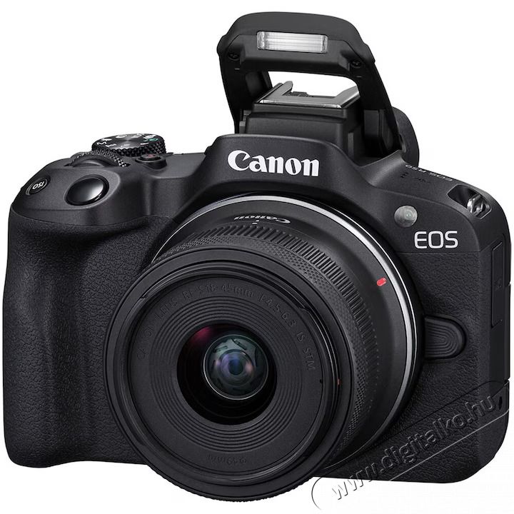 CANON EOS R50 t&uuml;k&ouml;r n&eacute;lk&uuml;li kamera, 24.2 MP, 4K + 18-45 mm objekt&iacute;v, Fekete (5811C033AA) F&eacute;nyk&eacute;pezőg&eacute;p / kamera - MILC cser&eacute;lhető objekt&iacute;ves kompakt f&eacute;nyk&eacute;pezőg&eacute;p - 534772