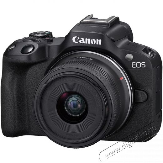 CANON EOS R50 t&uuml;k&ouml;r n&eacute;lk&uuml;li kamera, 24.2 MP, 4K + 18-45 mm objekt&iacute;v, Fekete (5811C033AA) F&eacute;nyk&eacute;pezőg&eacute;p / kamera - MILC cser&eacute;lhető objekt&iacute;ves kompakt f&eacute;nyk&eacute;pezőg&eacute;p - 534772