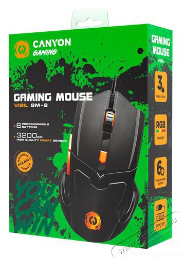 Canyon Vezet&eacute;kes Eg&eacute;r Gaming, Vigil, Optikai, 6 programozhat&oacute; gomb, RGB vil&aacute;g&iacute;t&aacute;s, 3000dpi - CND-SGM02RGB Iroda &eacute;s sz&aacute;m&iacute;t&aacute;stechnika - Eg&eacute;r - Vezet&eacute;kes eg&eacute;r - 483669