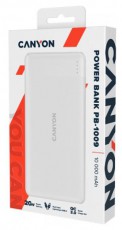 Canyon PB-109 10000mAh LiPo (Lightning bemenet) fehér power bank Mobil / Kommunikáció / Smart - Powerbank / Külső akkumulátor és töltő - 496687