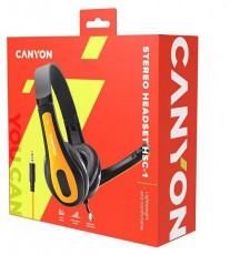 Canyon CNS-CHSC1 fekete-sárga headset Audio-Video / Hifi / Multimédia - Fül és Fejhallgatók - Fejhallgató mikrofonnal / headset - 496809